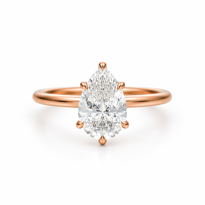 Pear Classic Open Solitaire Ring