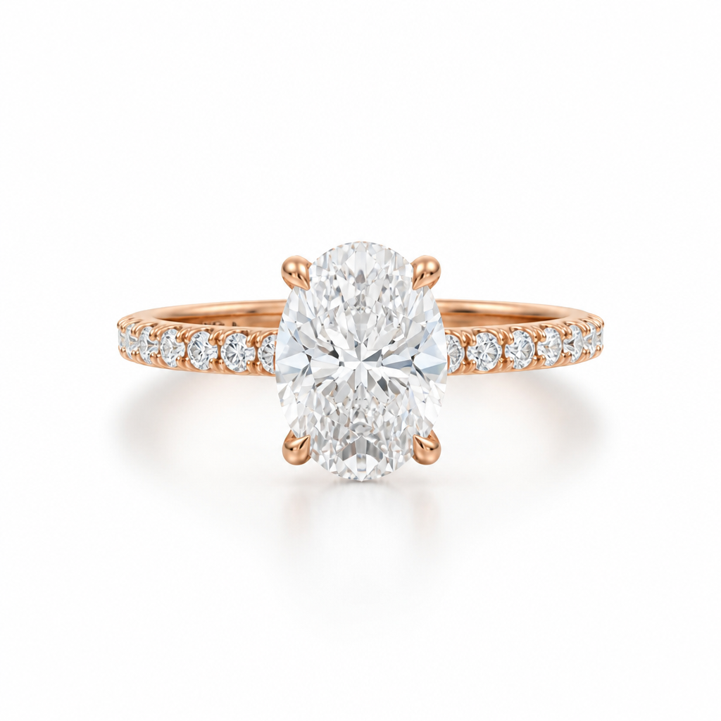 Oval Diamond Basket With Pave Ring