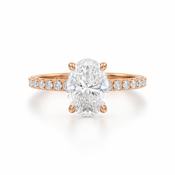 Oval Diamond Basket With Pave Ring