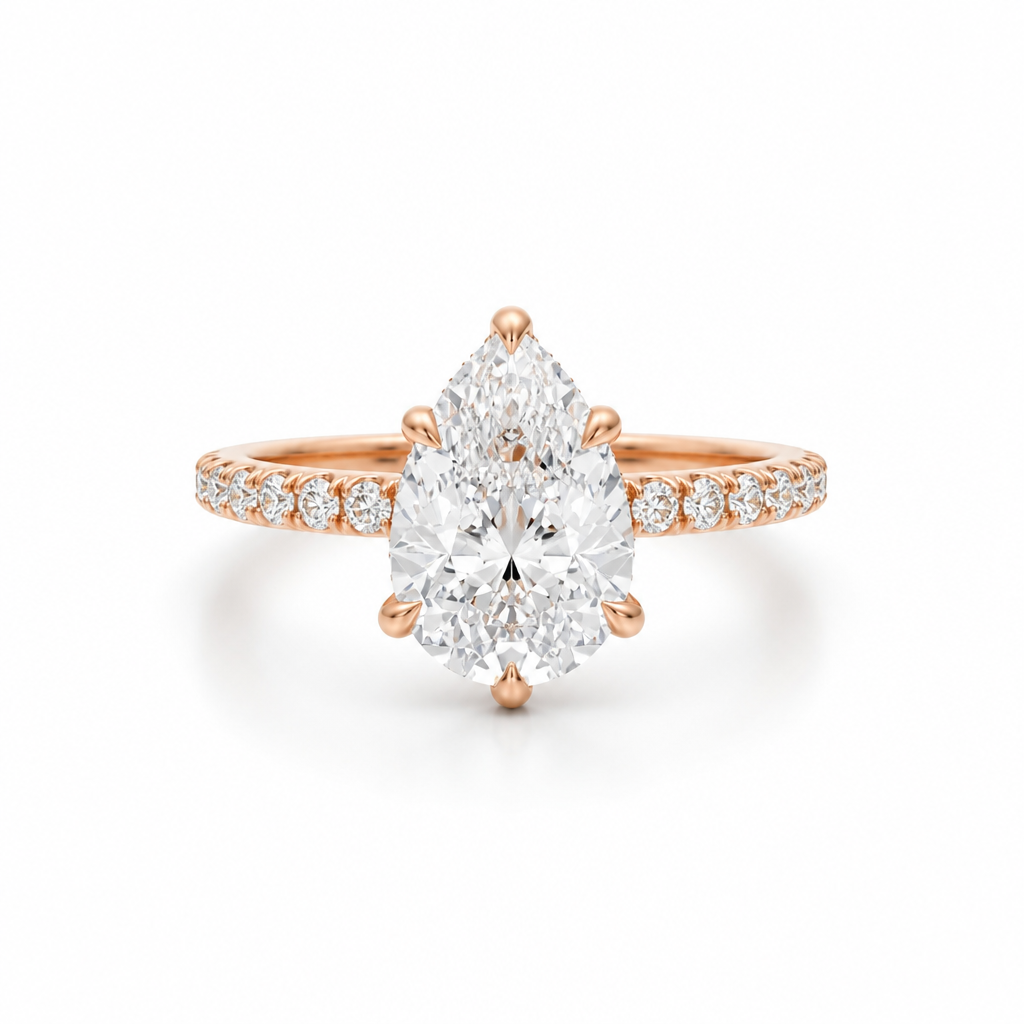 Pear Hidden Halo With Pave Band