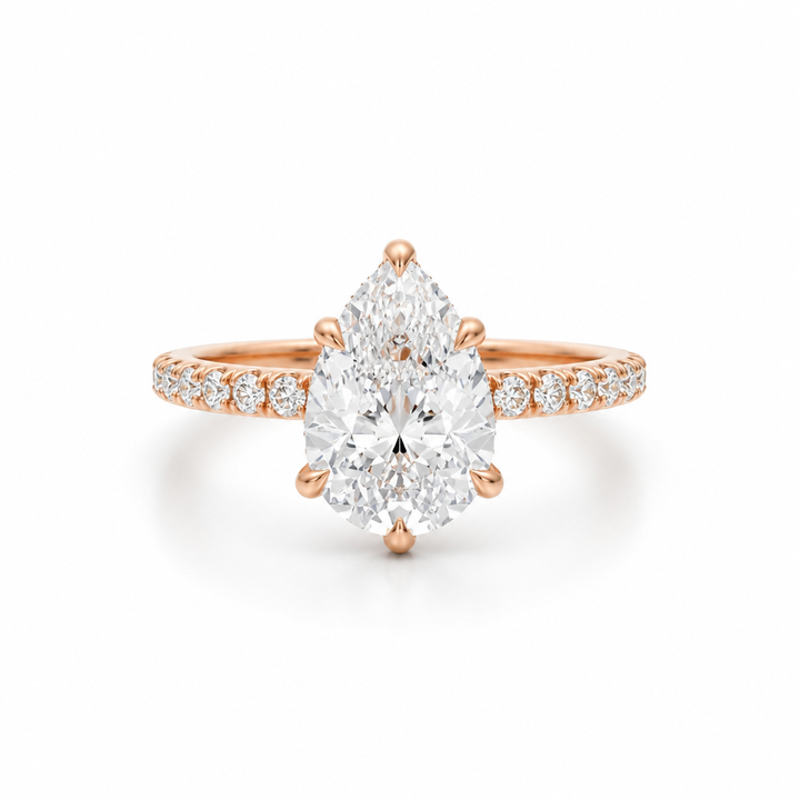 Pear Hidden Halo With Pave Band