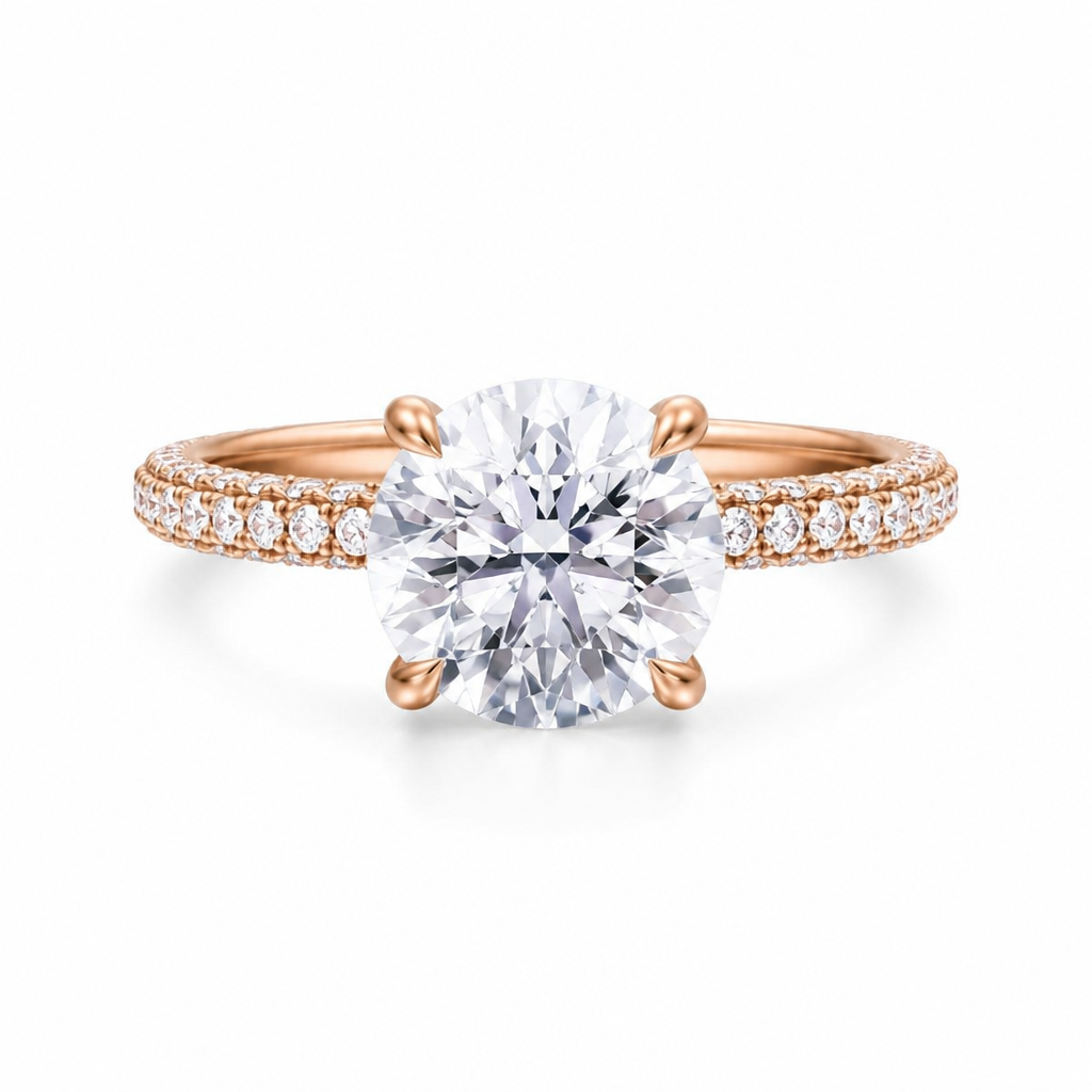 Round Three Row Pave Ring