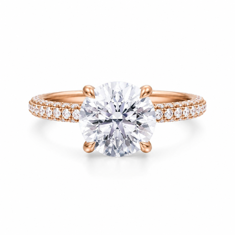 Round Three Row Pave Ring