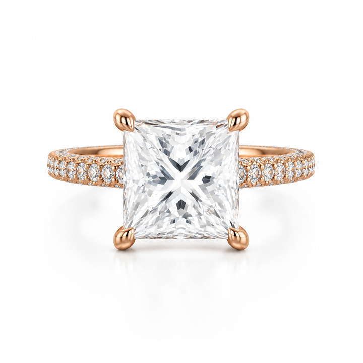 Princess Three Row Pave Ring