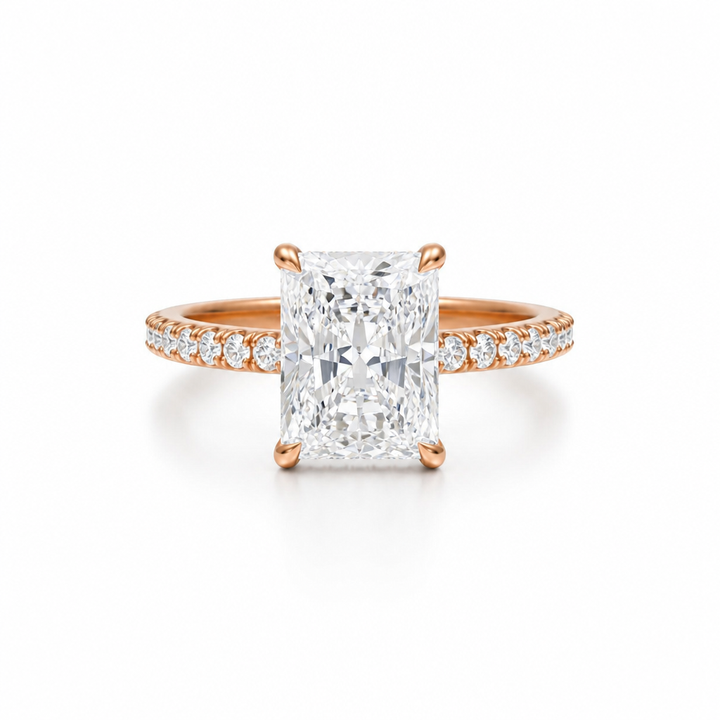 Radiant Diamond Basket With Pave Ring