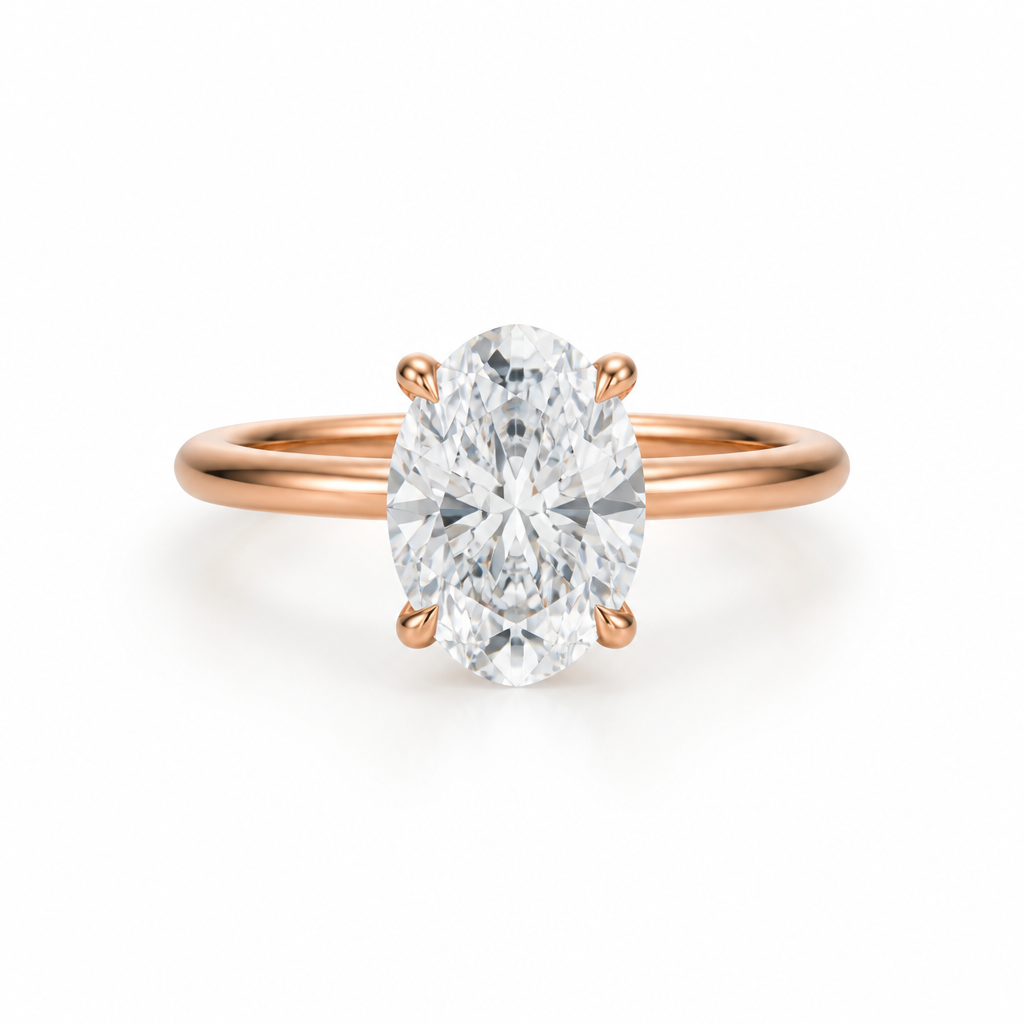 Oval Solitaire Ring With Diamond Basket