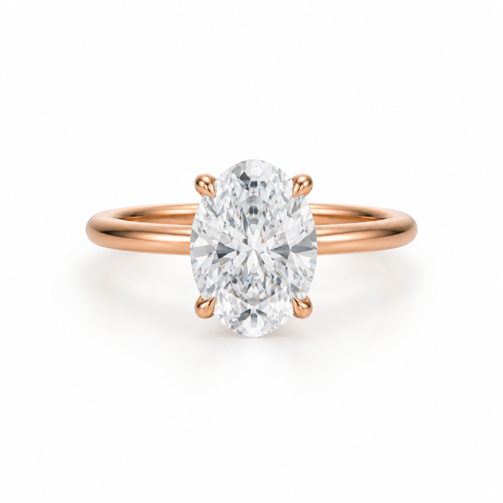 Oval Solitaire Ring With Diamond Basket
