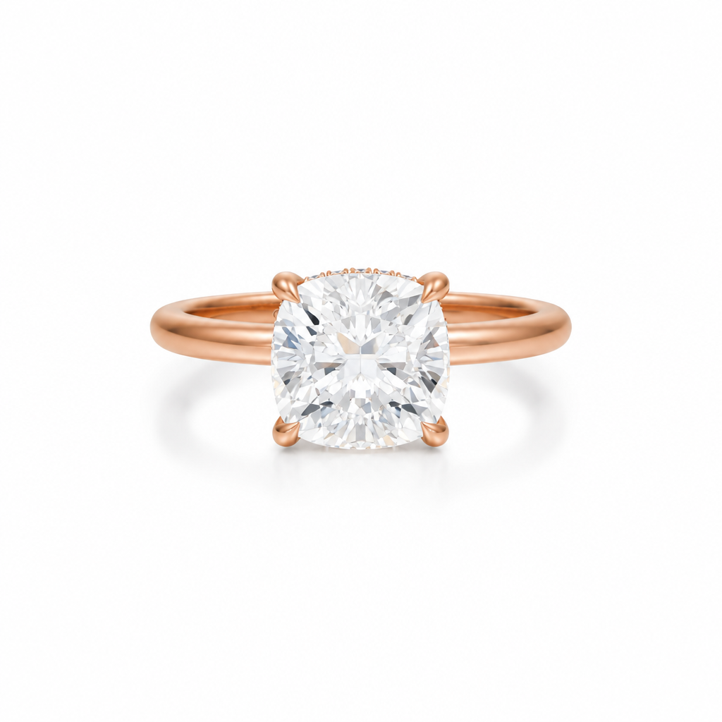 Cushion Martini Basket Solitaire Ring
