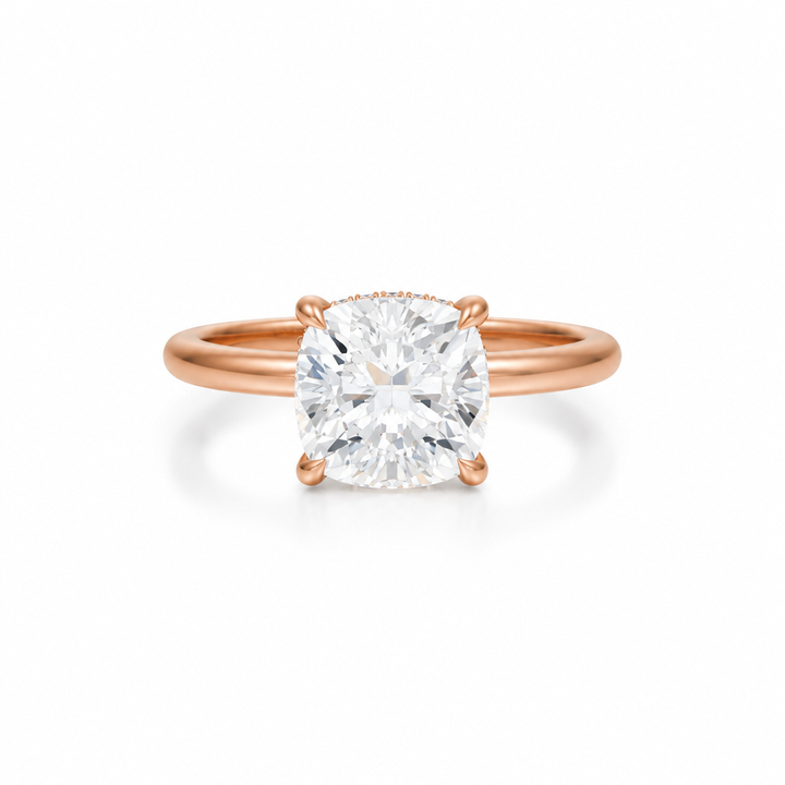 Cushion Martini Basket Solitaire Ring