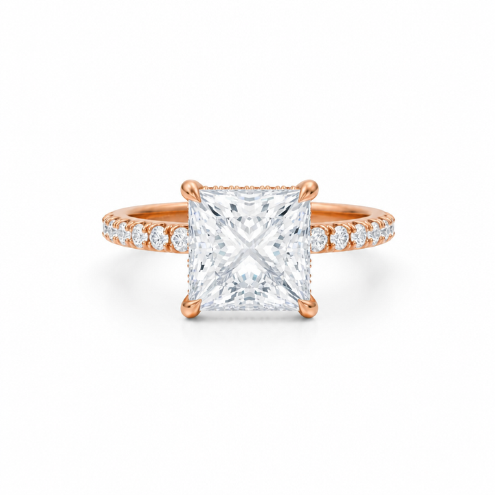 Princess Hidden Halo With Pave Band