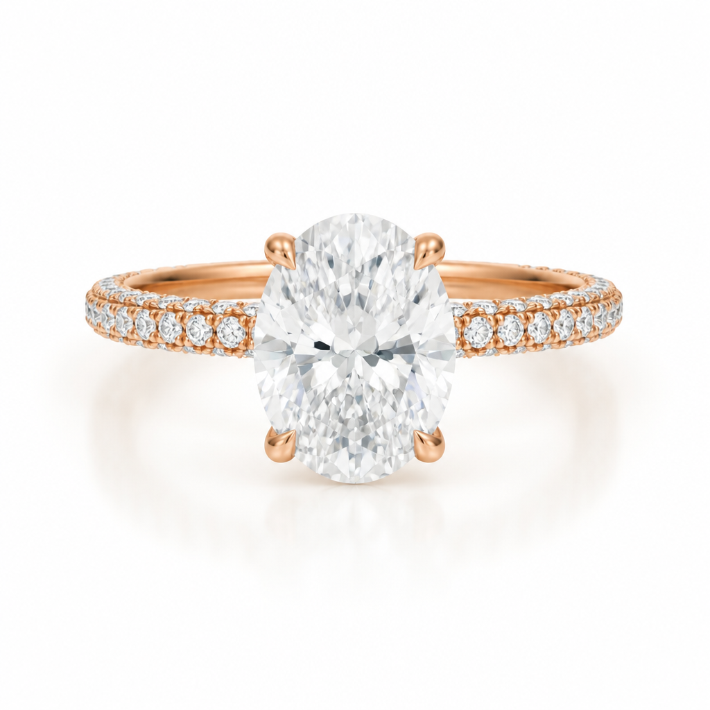 Oval Three Row Pave Ring