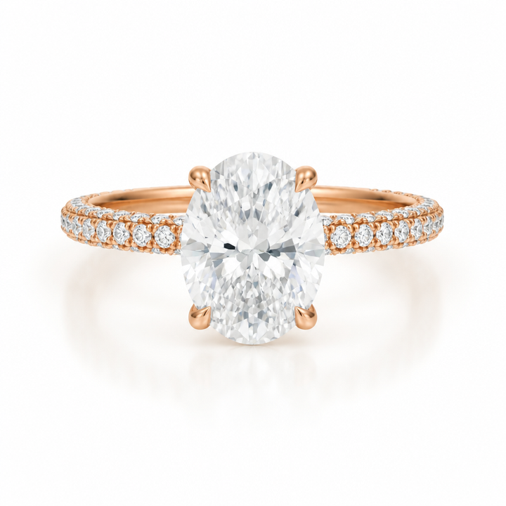Oval Three Row Pave Ring
