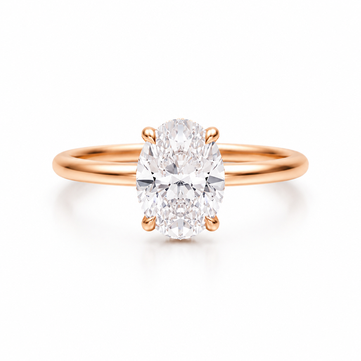 Oval Solitaire Ring With Hidden Halo