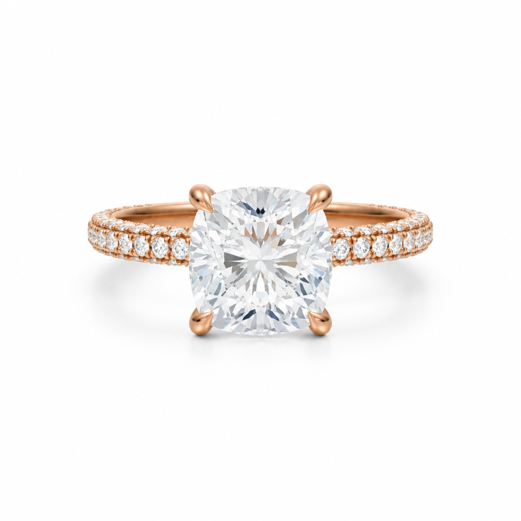 Cushion Three Row Pave Ring