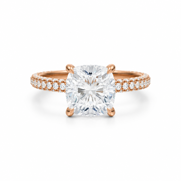Cushion Three Row Pave Ring