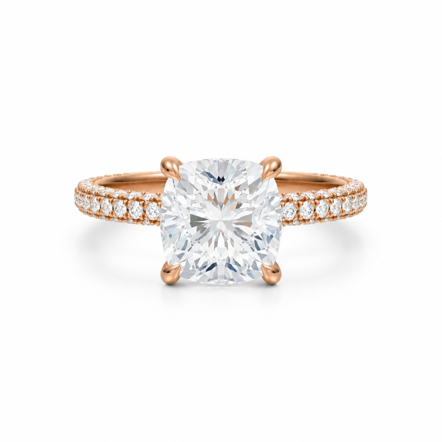 Cushion Three Row Pave Ring