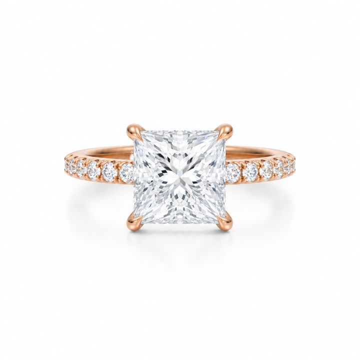Princess Diamond Basket With Pave Ring