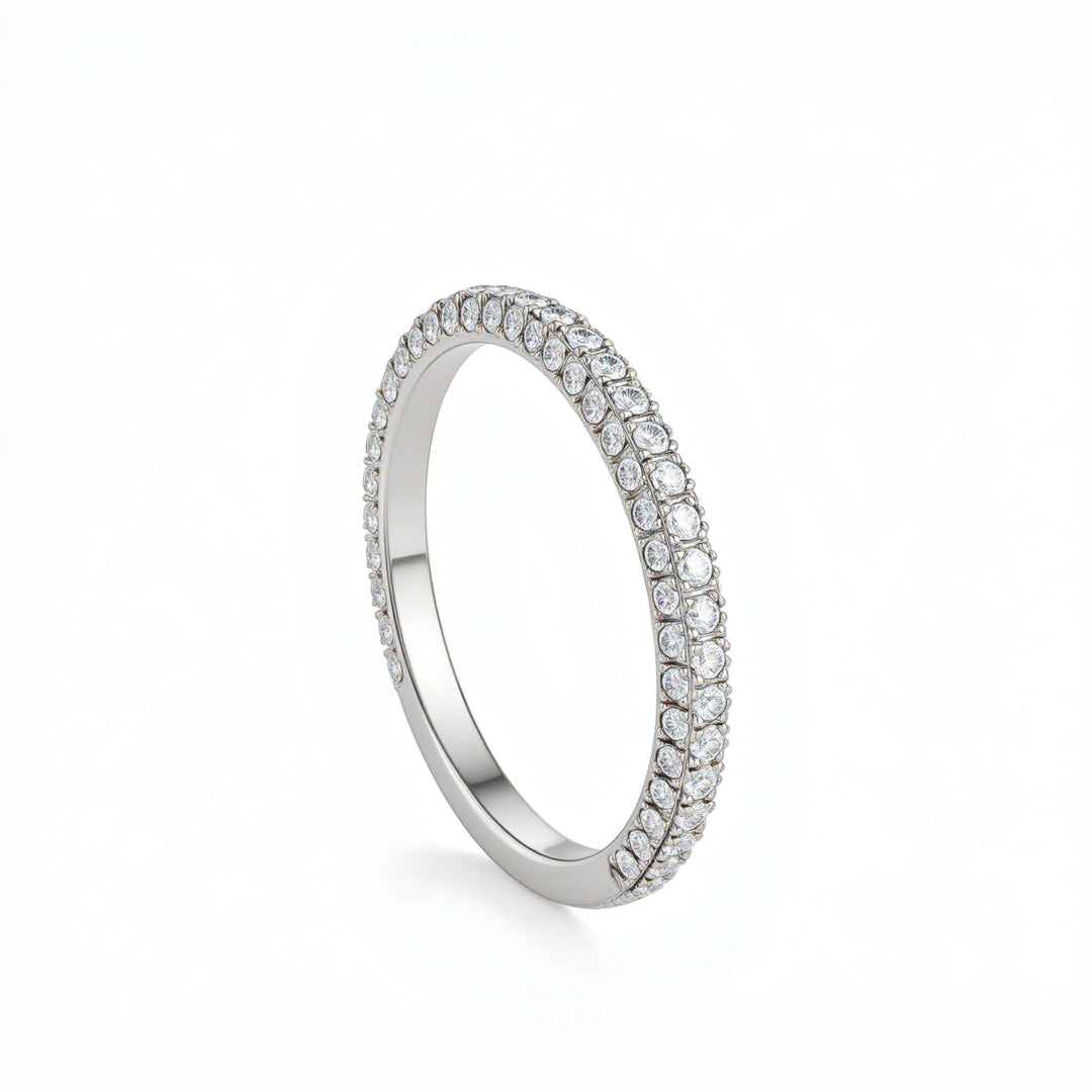 Three Row 3/4 Pave Diamond Eternity Band