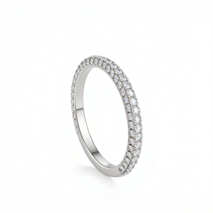 Three Row 3/4 Pave Diamond Eternity Band
