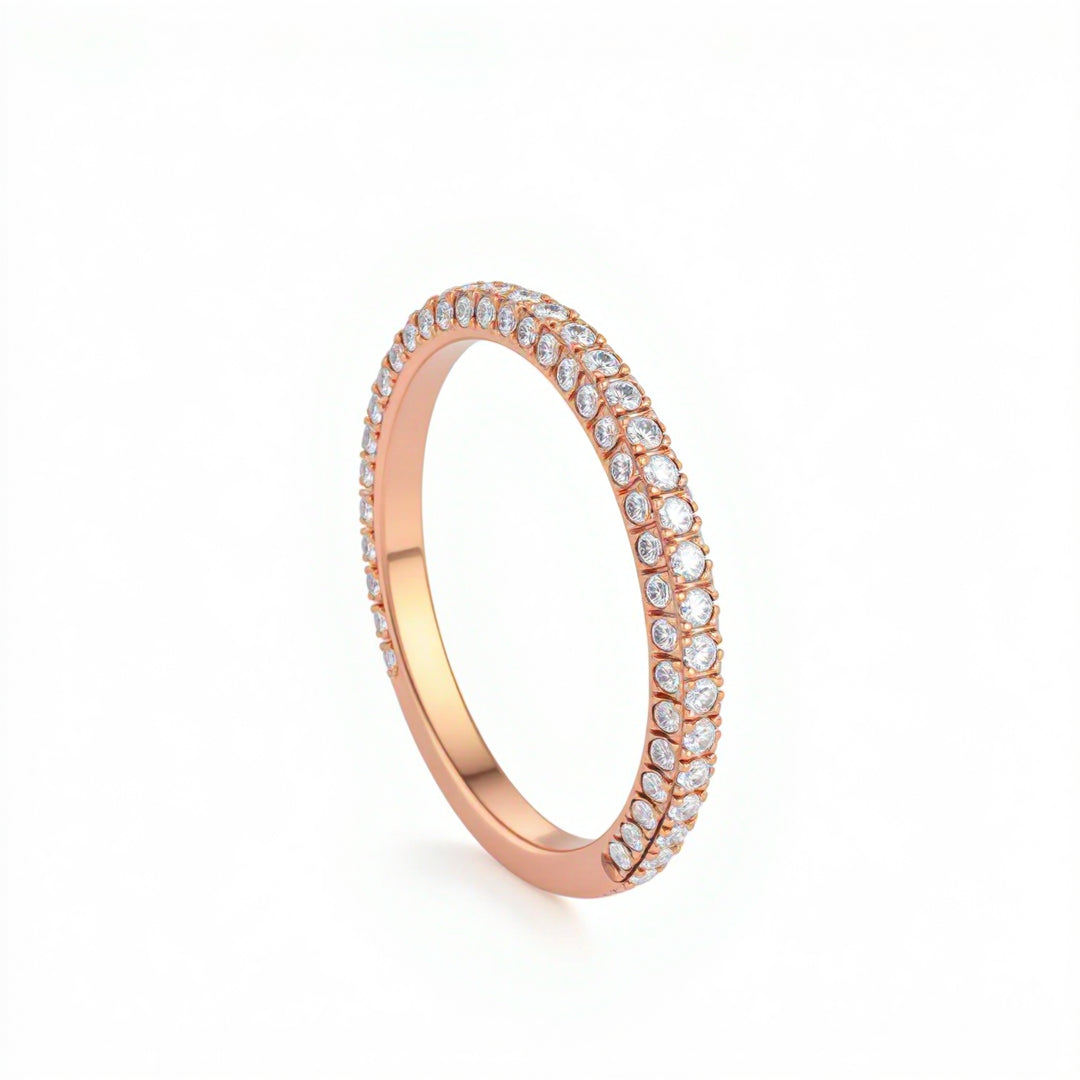Three Row 3/4 Pave Diamond Eternity Band