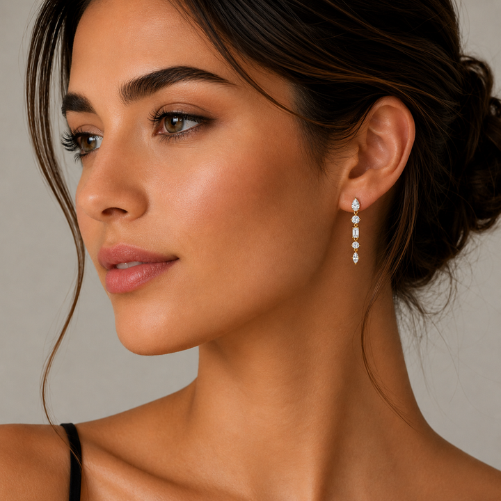 4.25 Carat 5 Mixed Lab Grown Diamond Dangle Earrings