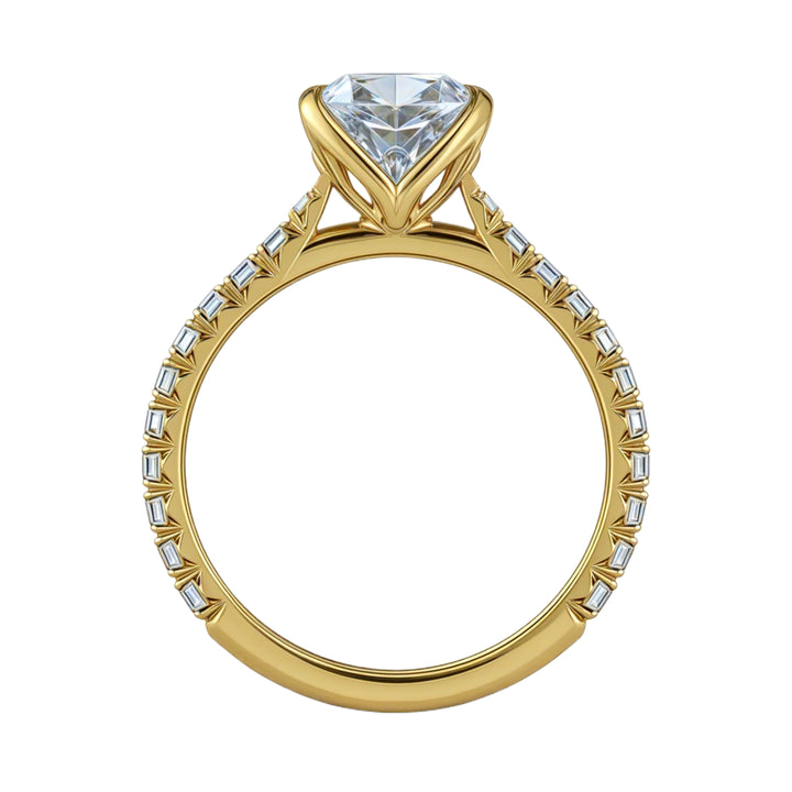 Cushion Diamond Tulip Cathedral French Pave Ring