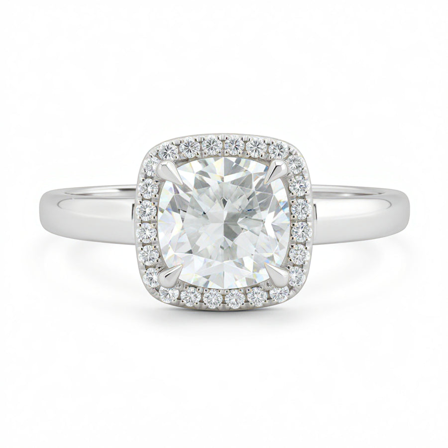 Cushion Halo Solitaire Ring