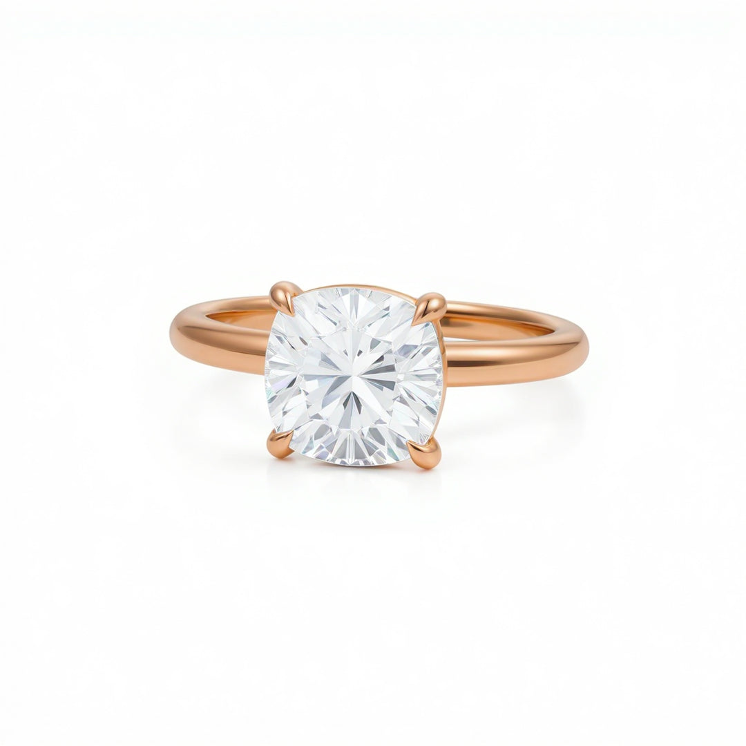 Cushion Martini Basket Solitaire Ring