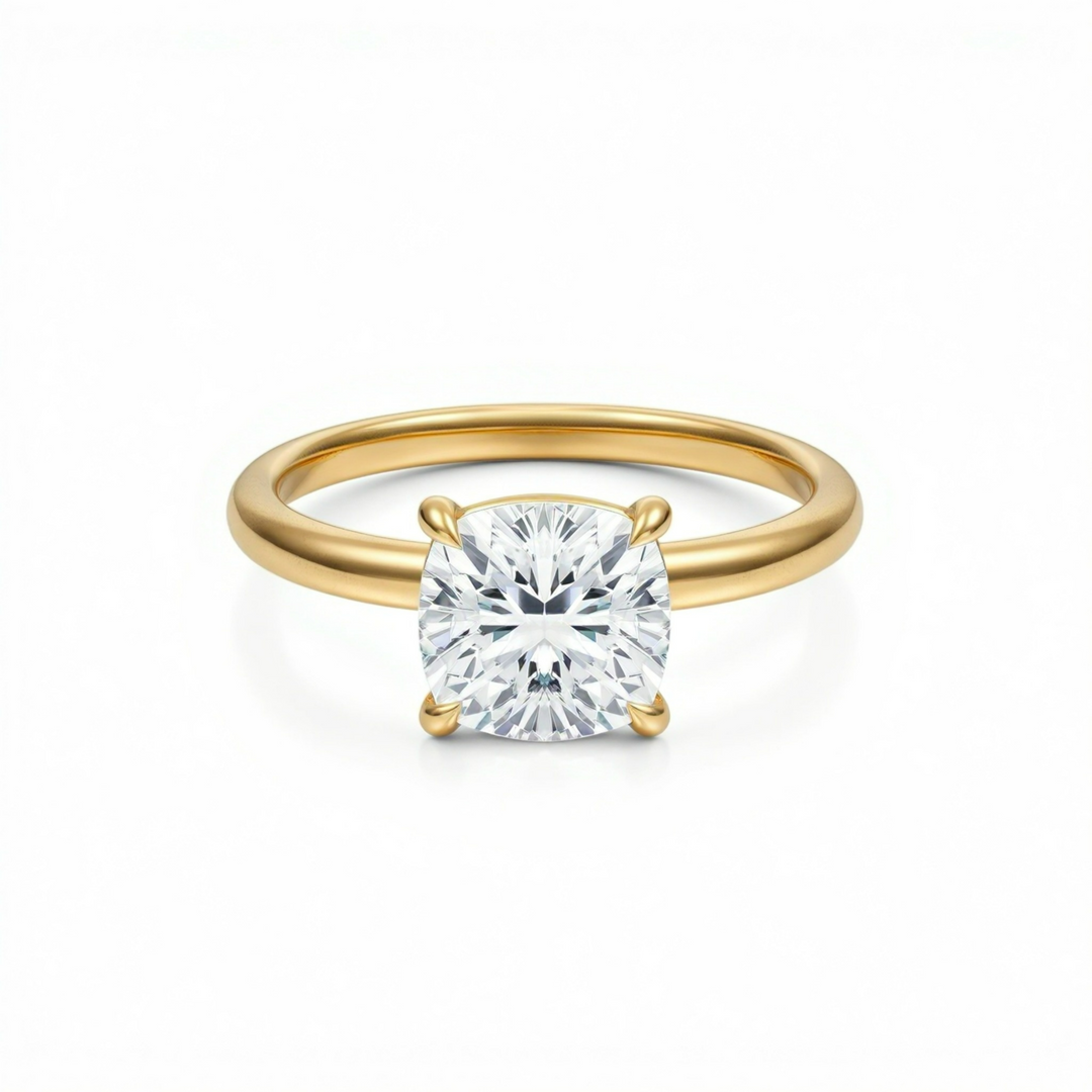 Cushion Martini Basket Solitaire Ring