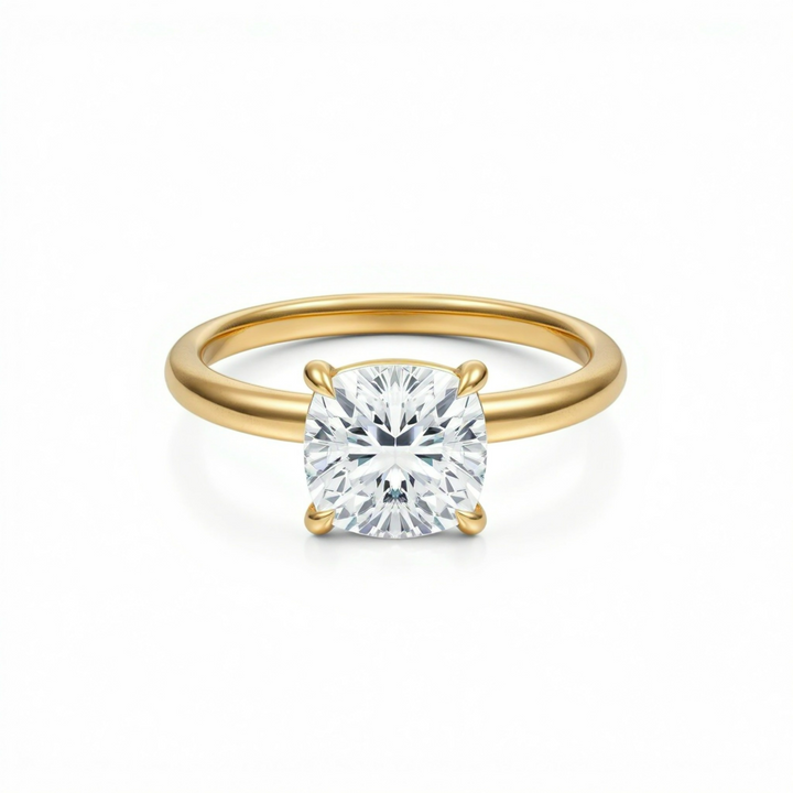 Cushion Martini Basket Solitaire Ring