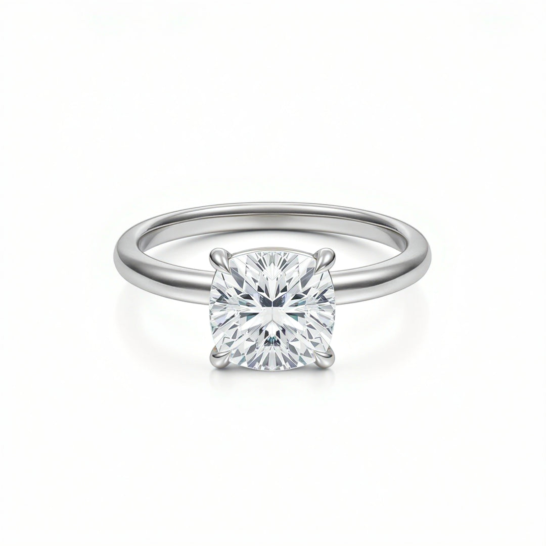 Cushion Martini Basket Solitaire Ring