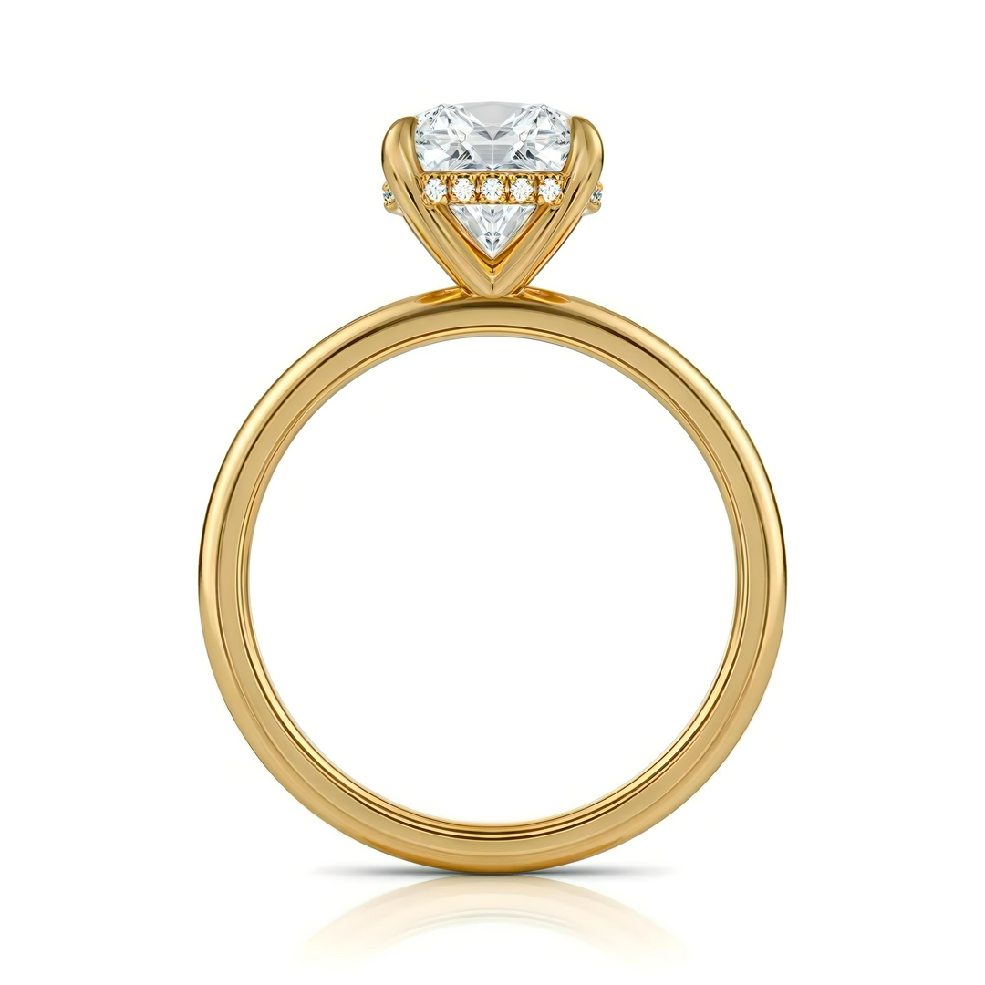 Cushion Solitaire Ring With Hidden Halo
