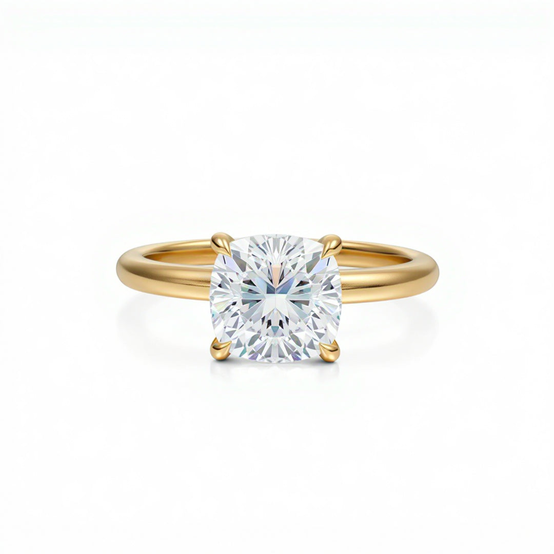 Cushion Solitaire Ring With Pave Prongs