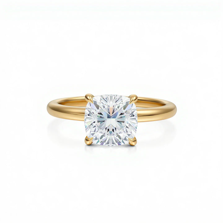 Cushion Solitaire Ring With Pave Prongs