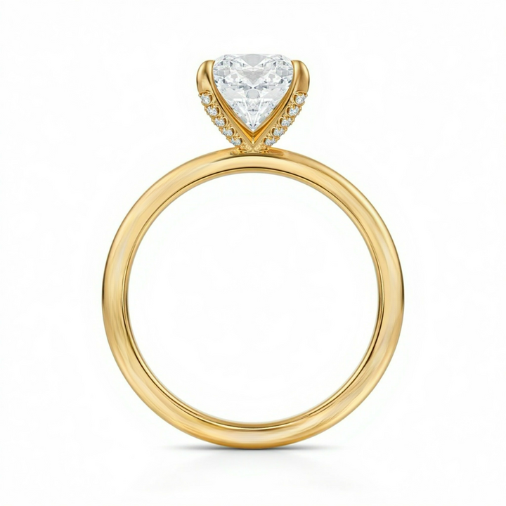 Cushion Solitaire Ring With Pave Prongs