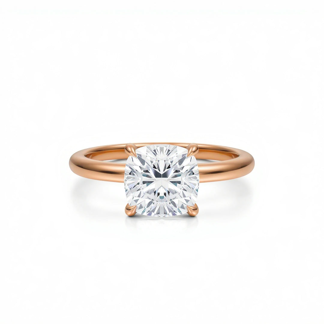 Cushion Solitaire Ring With Pave Prongs