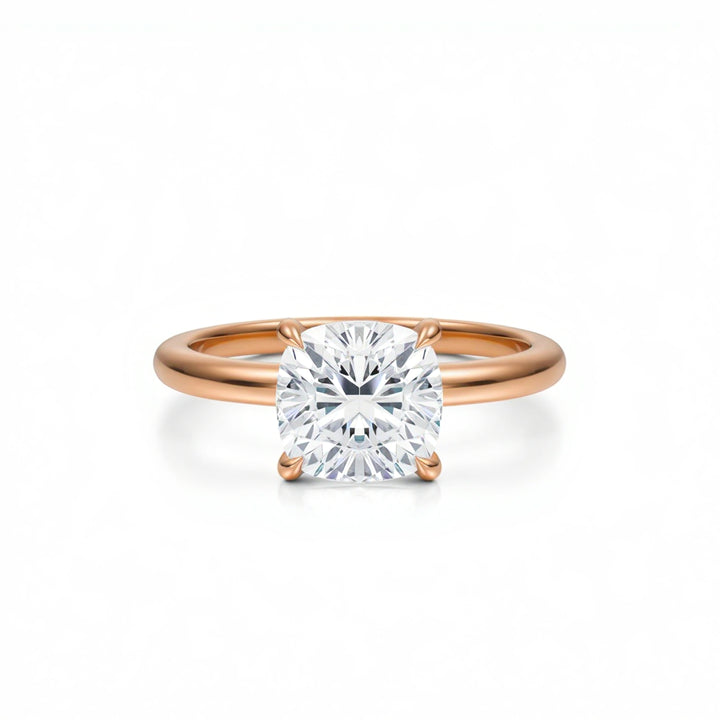 Cushion Solitaire Ring With Pave Prongs