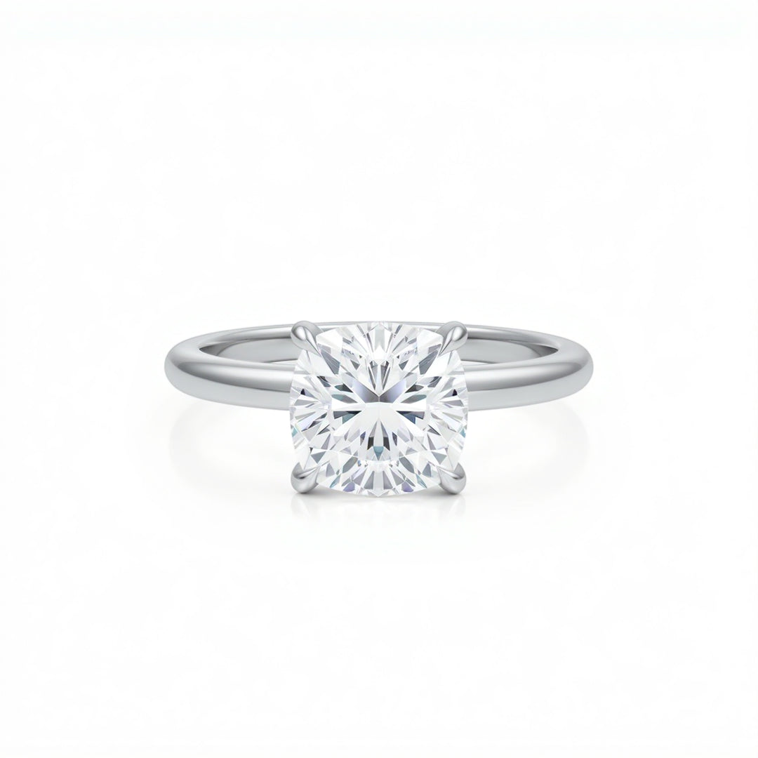 Cushion Solitaire Ring With Pave Prongs