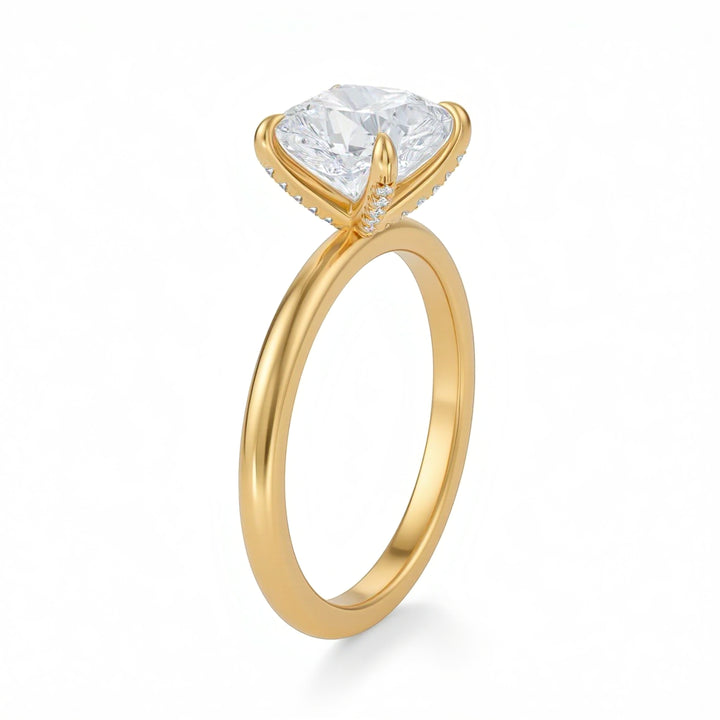 Cushion Solitaire Ring With Pave Prongs