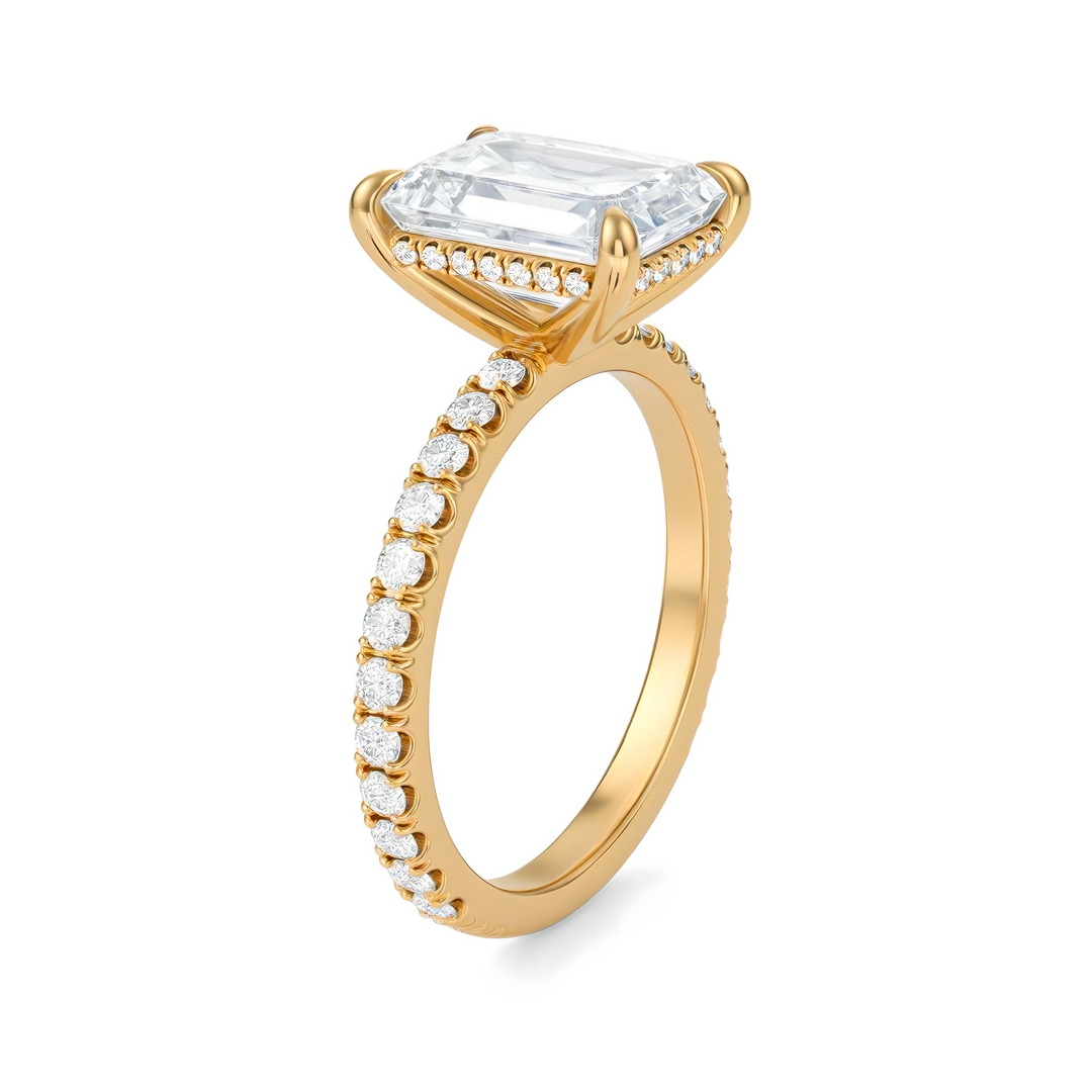 Emerald Hidden Halo With Pave Ring