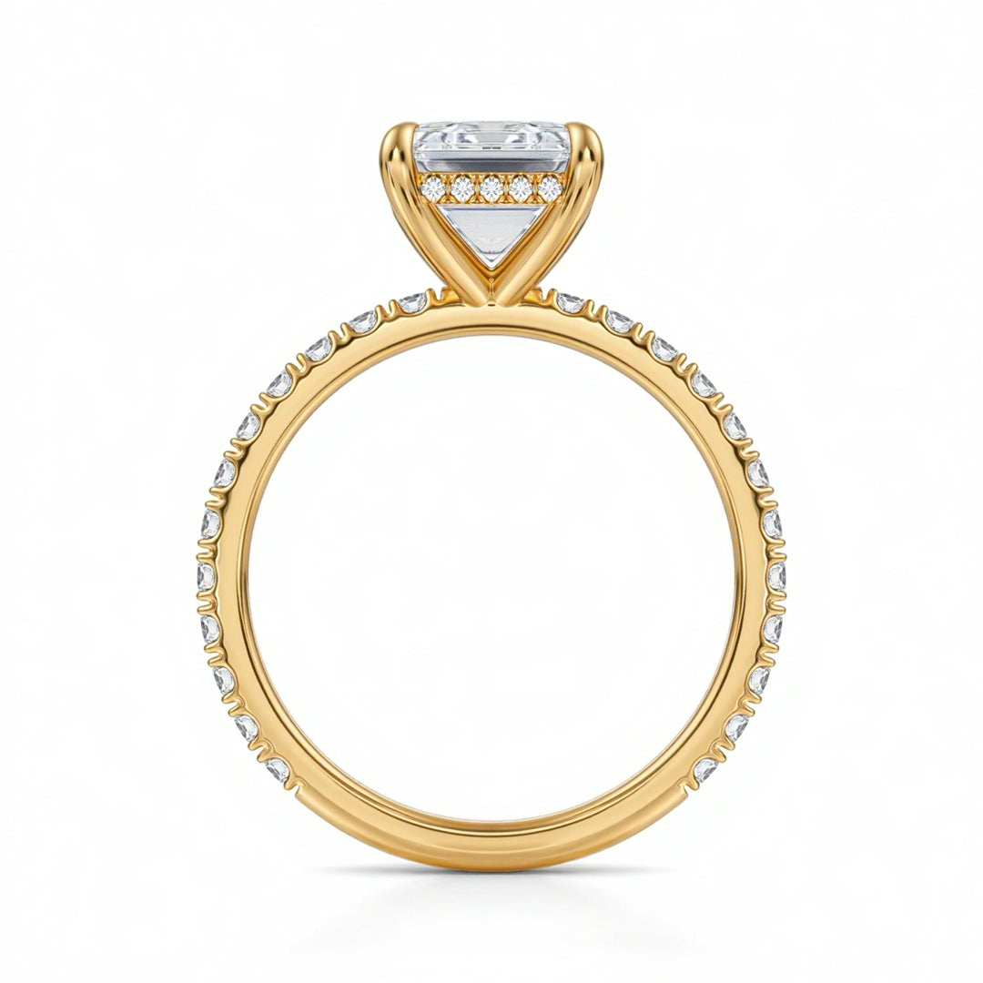 Emerald Hidden Halo With Pave Ring