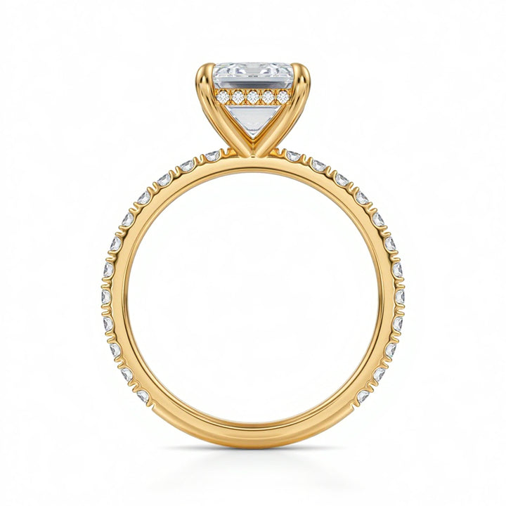 Emerald Hidden Halo With Pave Ring