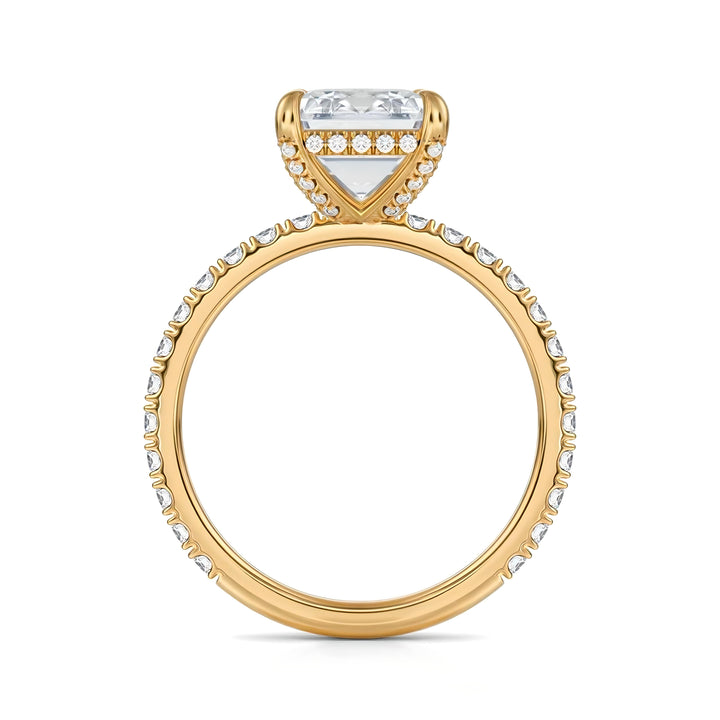 Emerald Diamond Basket With Pave Ring
