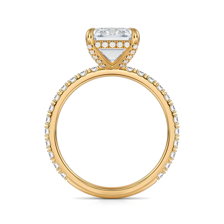 Emerald Diamond Basket With Pave Ring