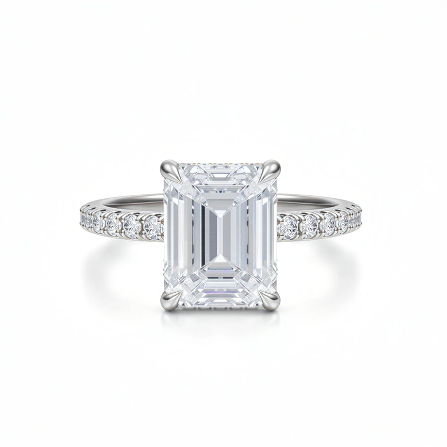 Emerald Hidden Halo With Pave Band