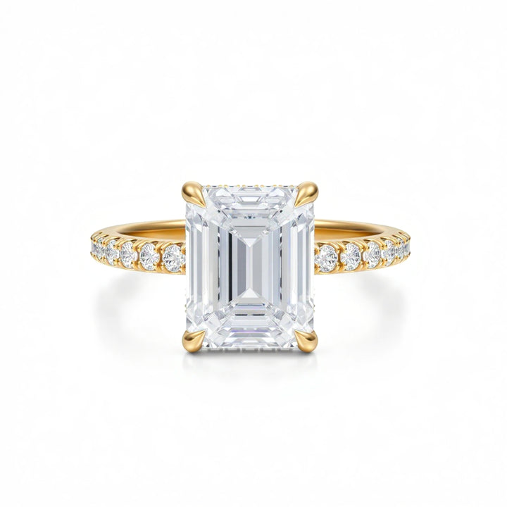 Emerald Hidden Halo With Pave Ring
