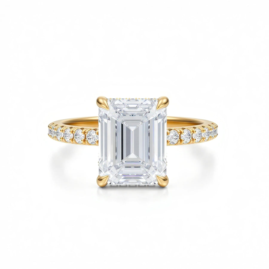 Emerald Hidden Halo With Pave Band