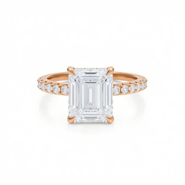 Emerald Hidden Halo With Pave Ring