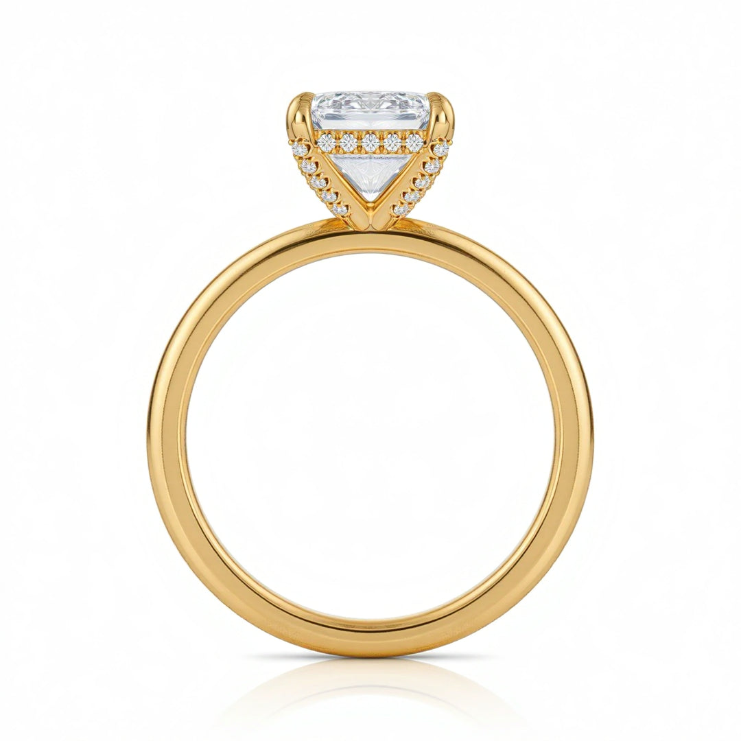 Emerald Solitaire Ring With Diamond Basket