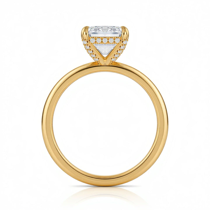 Emerald Solitaire Ring With Diamond Basket